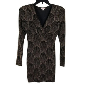 A'gaci Women Long Sleeve V Neck Bodycon Dress Size L